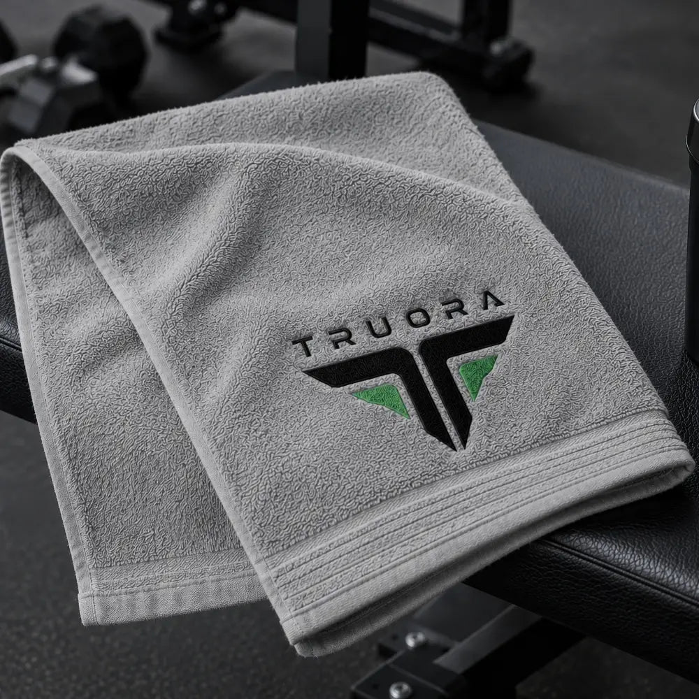 TRUORA Embroidered Organic Cotton Towels - Gray