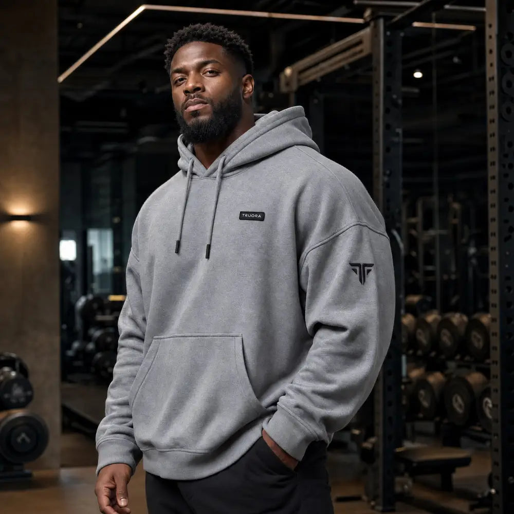 TRUORA Organic Cotton & Lyocell Oversized Lifestyle Hoodie - Gray / M